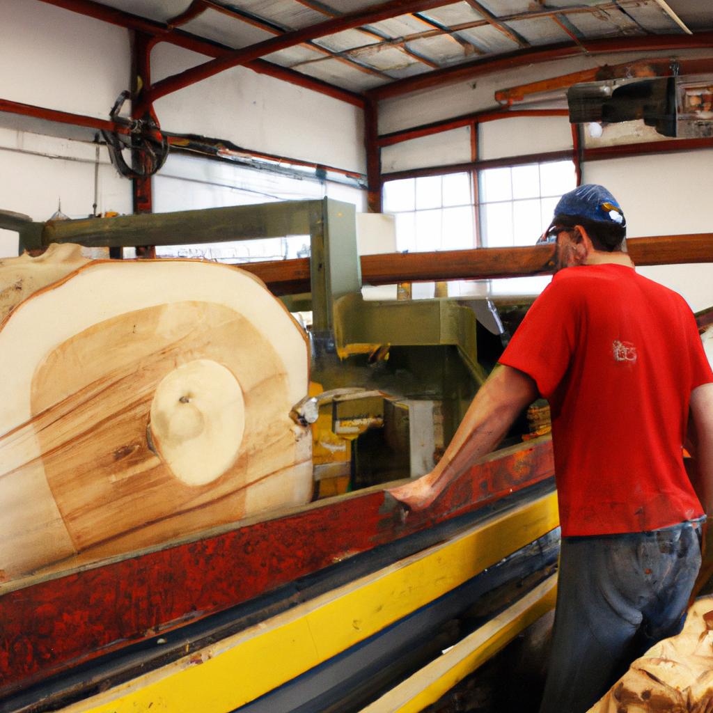 Person working in a sawmill